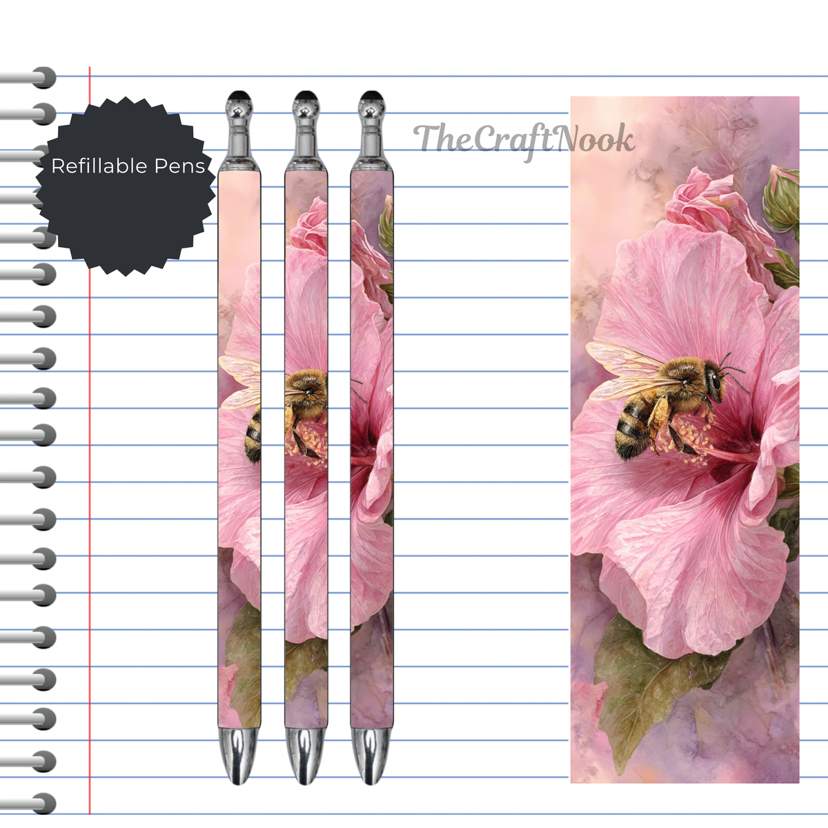 Refillable Pens, Honeybee Images. Bee happy while you write. Multiple options and Images available TheCraftNook