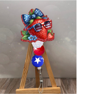 Patriotic Strawberry Badge Pull TheCraftNook