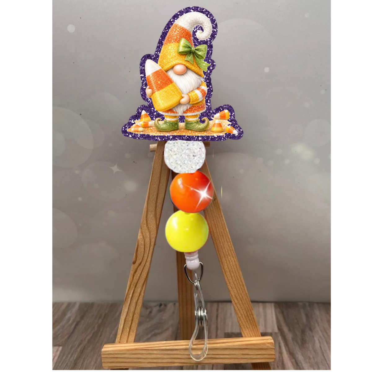 Candy Corn Gnome Badge Pull TheCraftNook