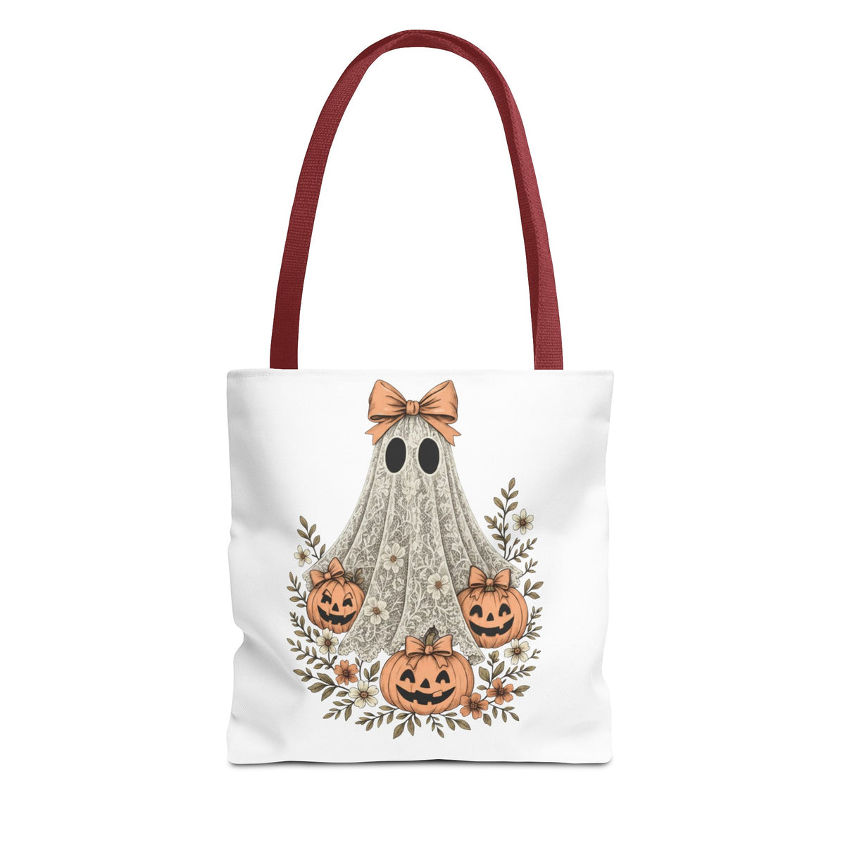 Lacey Ghost Halloween Cottagecore Tote Bag Printify