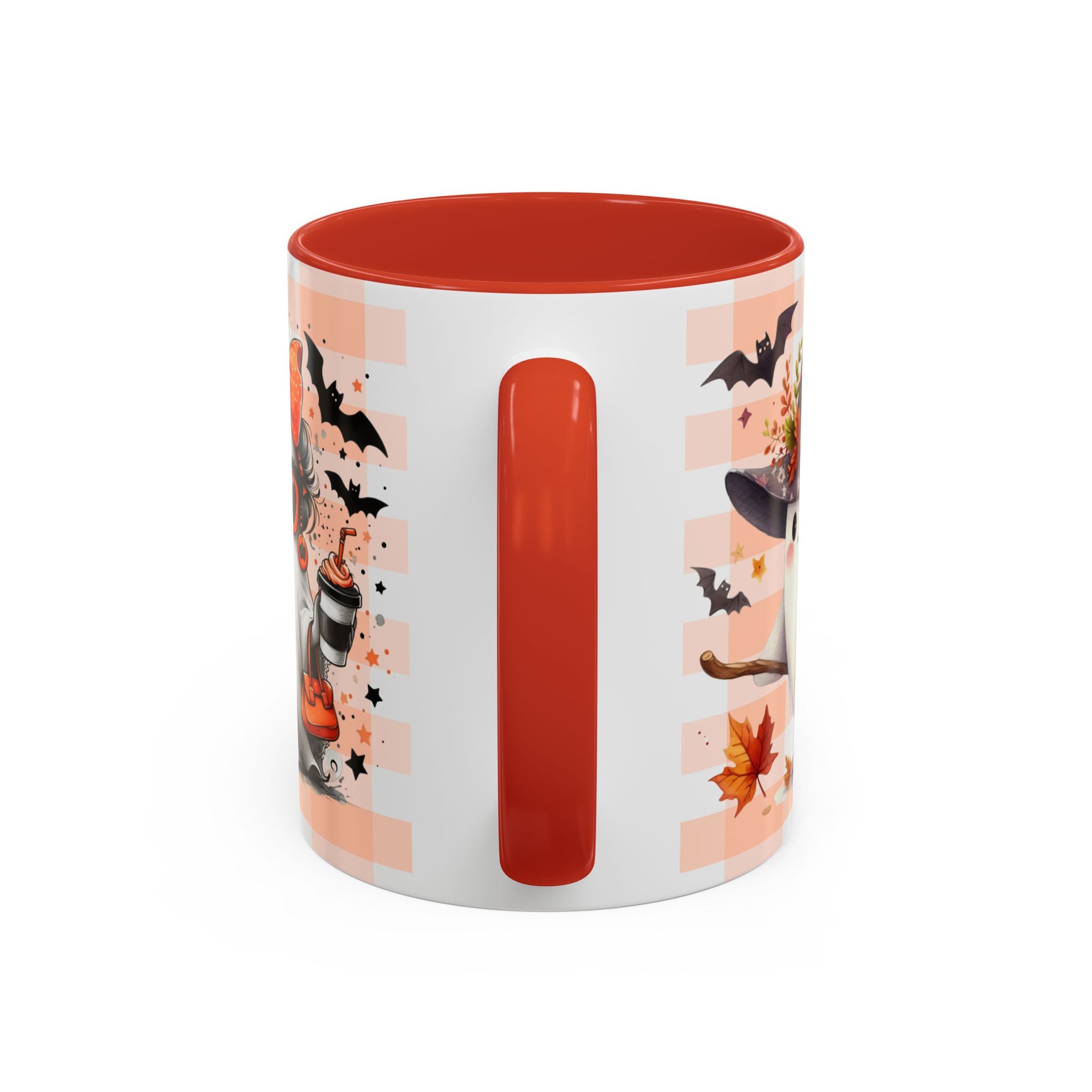 Spooky Season Accent Coffee Mug — Cute Halloween Ghost with Pumpkins (11/15oz)