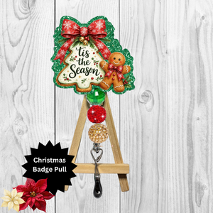 Tis The Season Glitter Badge Pull | Badge Reel TheCraftNook