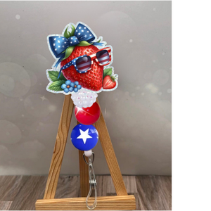 Patriotic Strawberry Badge Pull TheCraftNook