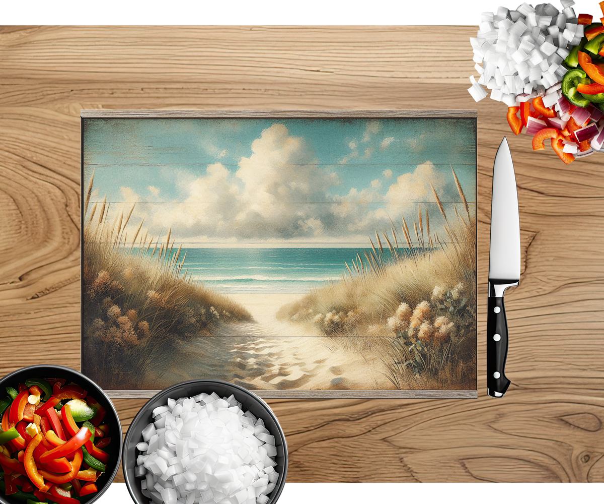 Beach Vibes Glass cutting boards. Multiple images Available. TheCraftNook