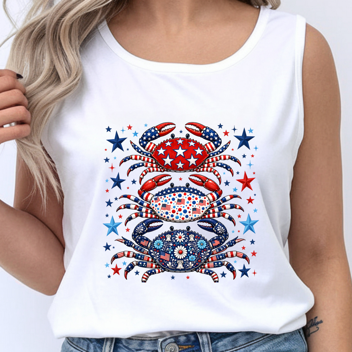 Patriotic Crabs Graphic Tee | Funny 4th of July Beach Shirt TheCraftNook