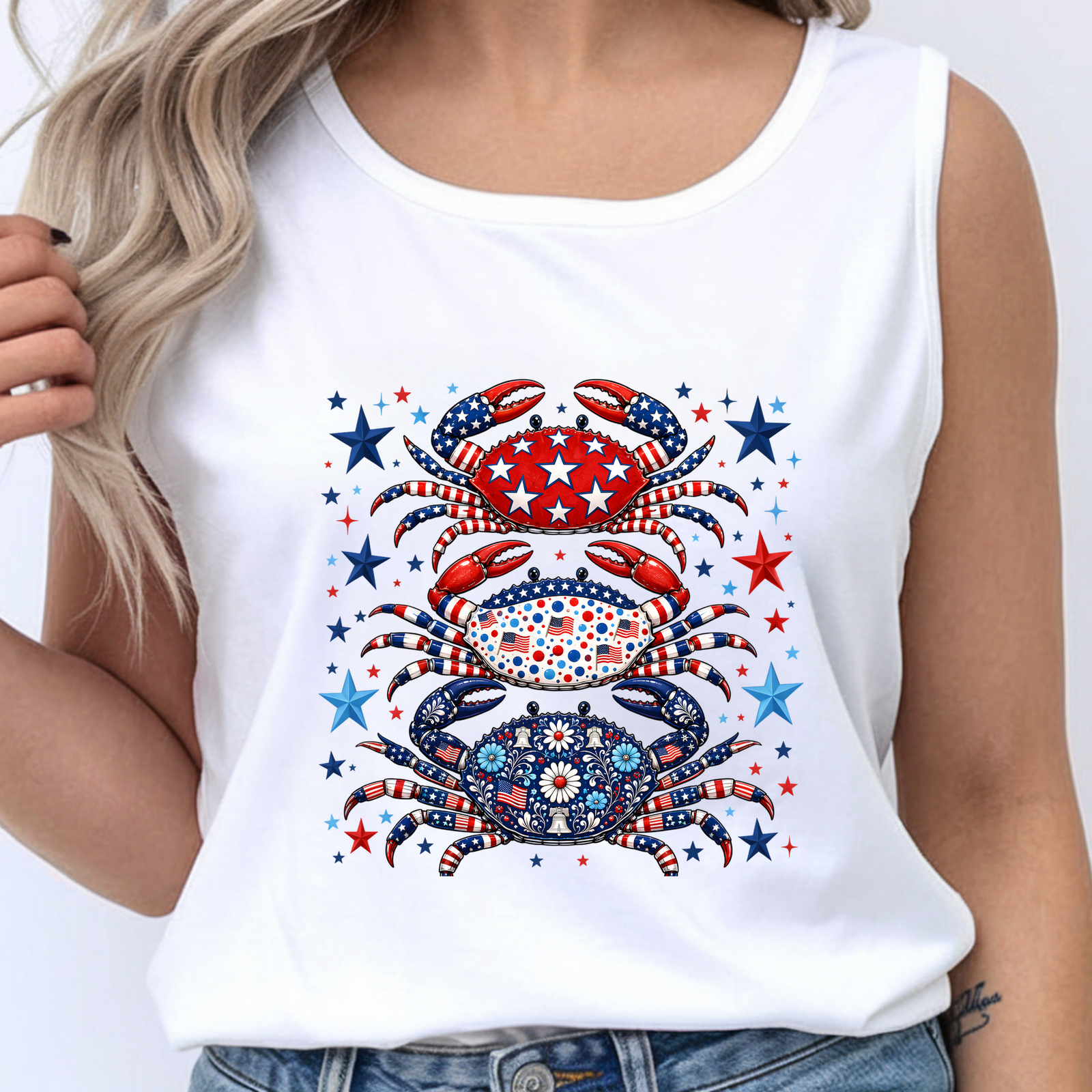 Patriotic Crabs Graphic Tee | Funny 4th of July Beach Shirt TheCraftNook
