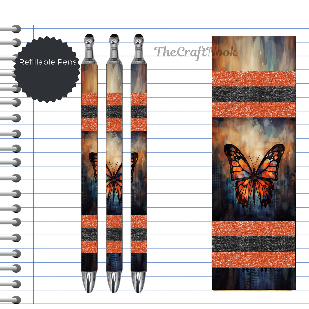 Butterfly Refillable Pens, multiple options and Images available. TheCraftNook