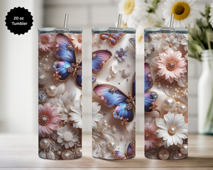 Butterfly 20 oz Stainless-Steel Tumblers. Multiple Sizes and Images Available. TheCraftNook