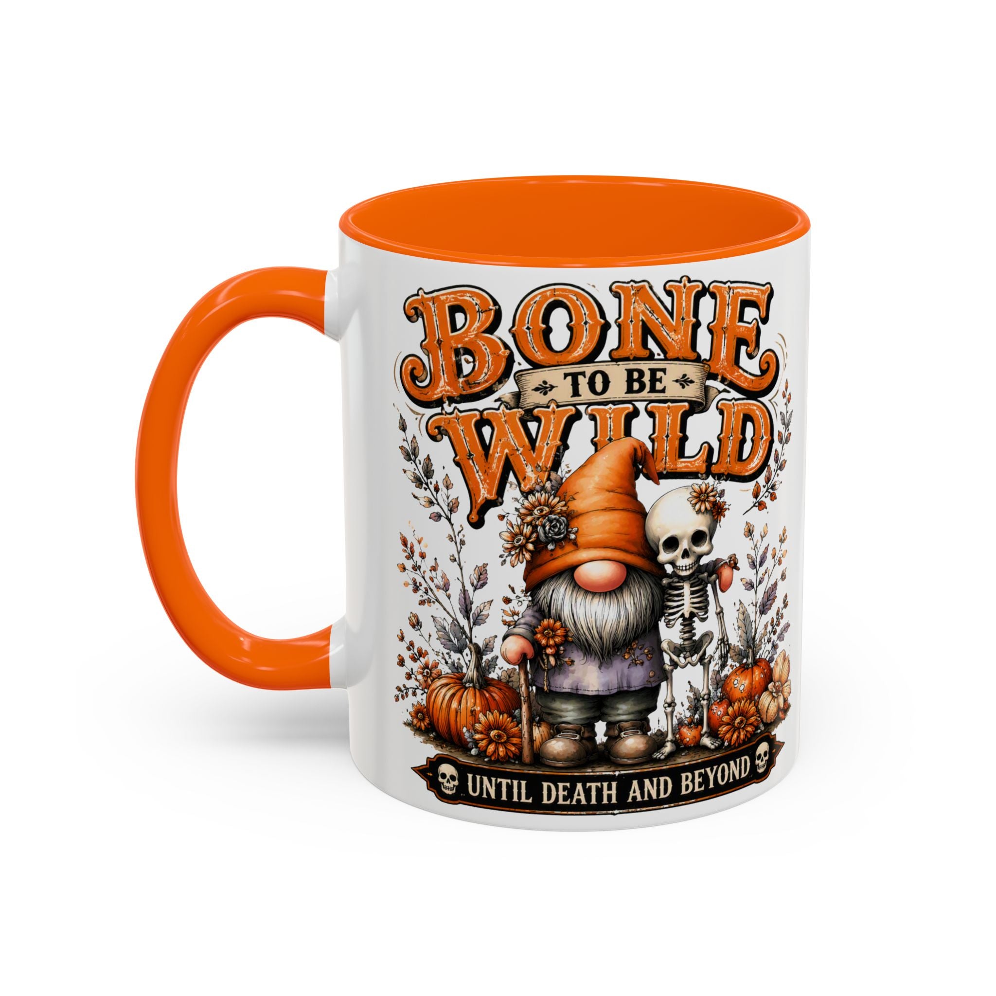 Bone to Be Wild Coffee Mug — Halloween Pumpkin Gnome & Skeleton Accent Mug (11/15oz)