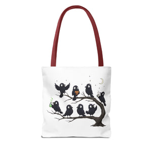 Local Murder Crow Tote Bag — Cute Gothic Raven Illustration Tote for Halloween & Everyday Printify