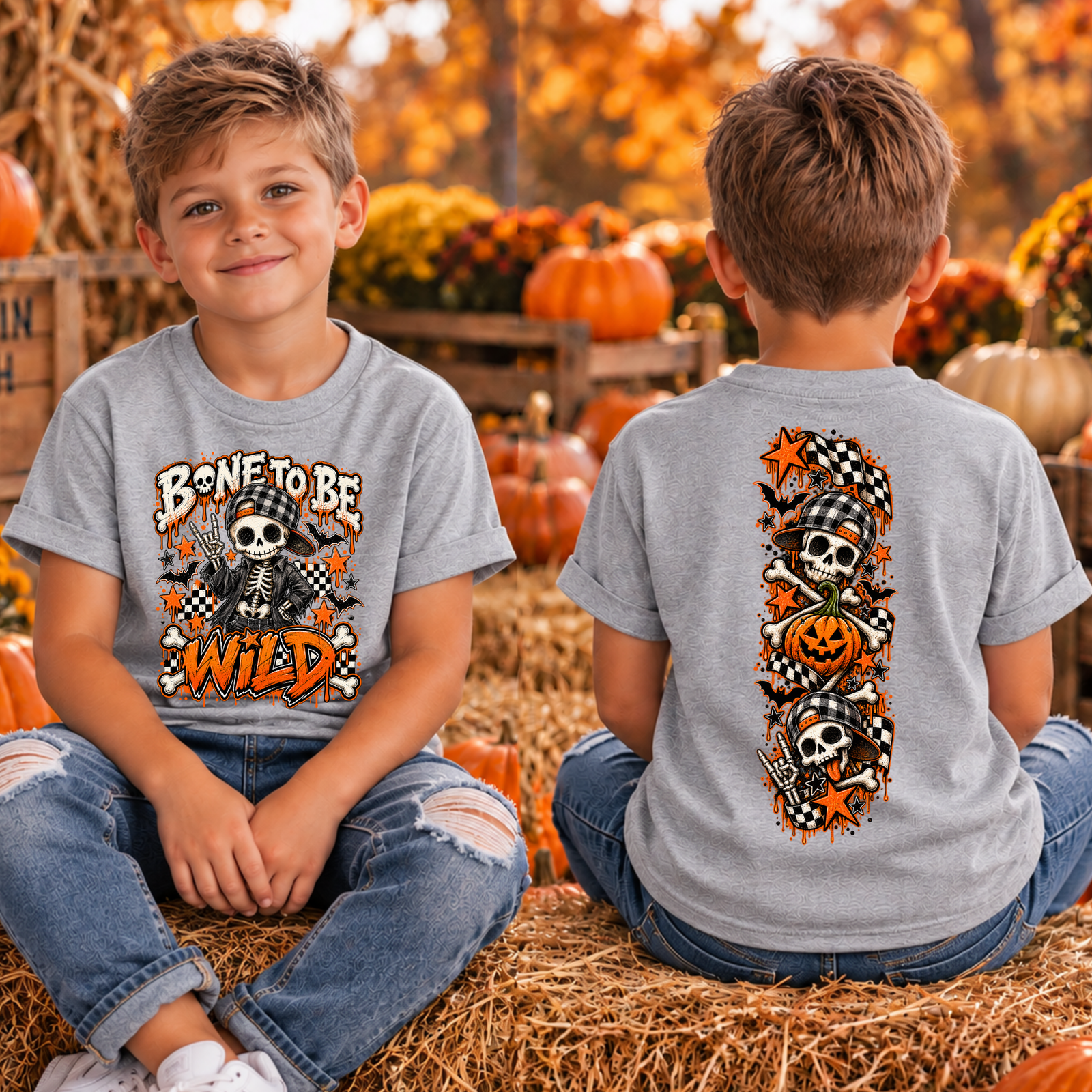Kids bone to be Wild Front and back graphics TheCraftNook