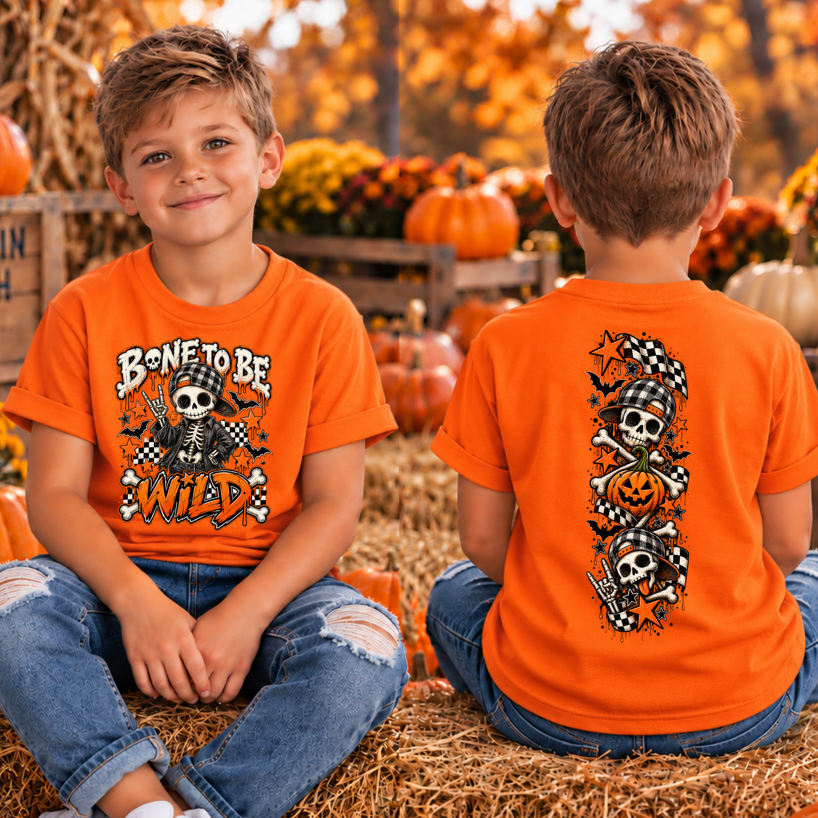 Kids bone to be Wild Front and back graphics TheCraftNook