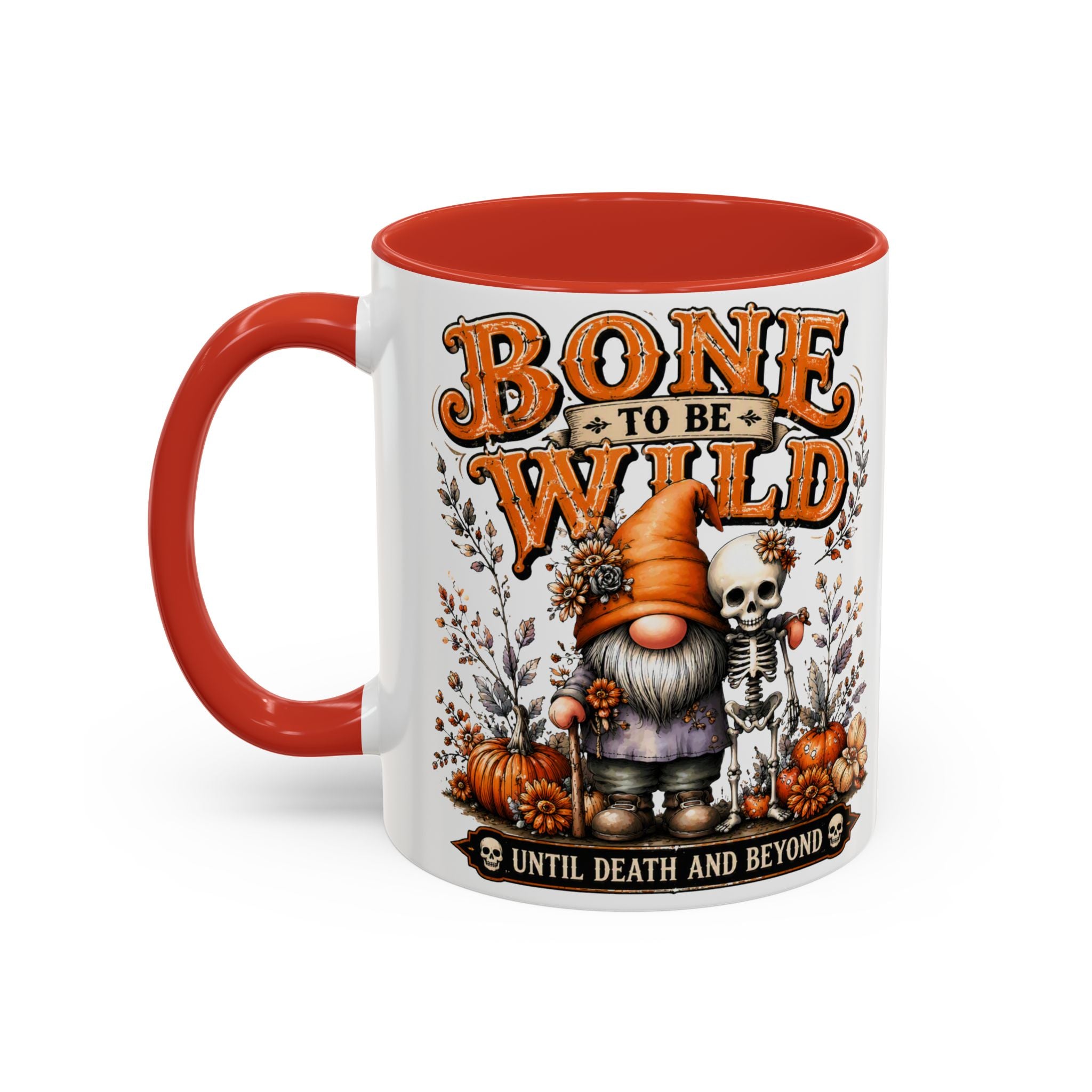 Bone to Be Wild Coffee Mug — Halloween Pumpkin Gnome & Skeleton Accent Mug (11/15oz)
