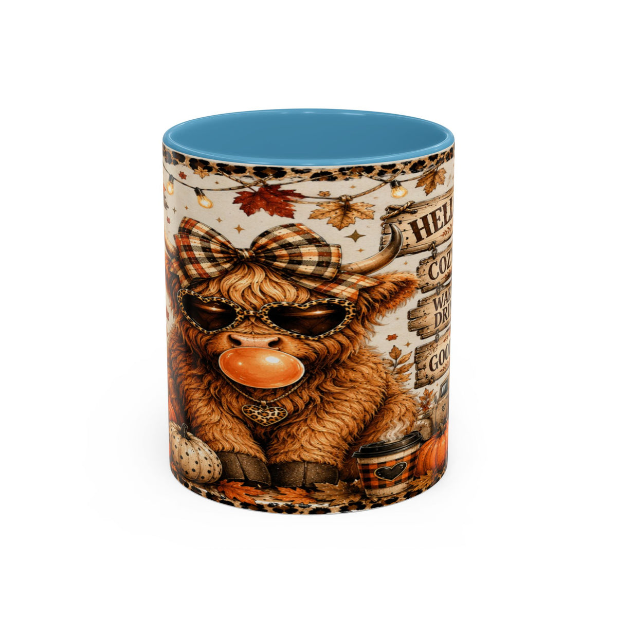 Hello Fall Accent Coffee Mug — Cozy Days, Warm Drinks & Good Vibes Autumn Mug Printify