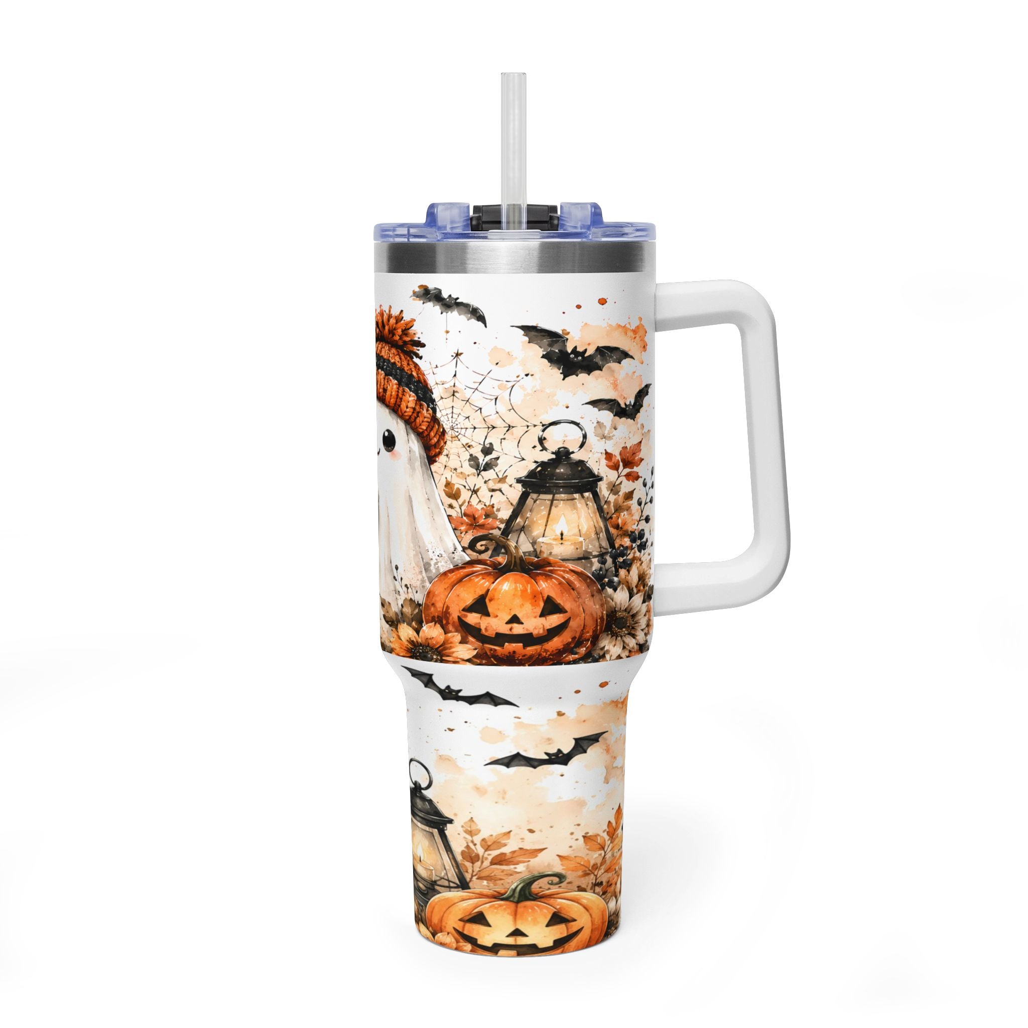 40oz Halloween Ghost Tumbler — 'Spooky Season' Vacuum Thermal Cup