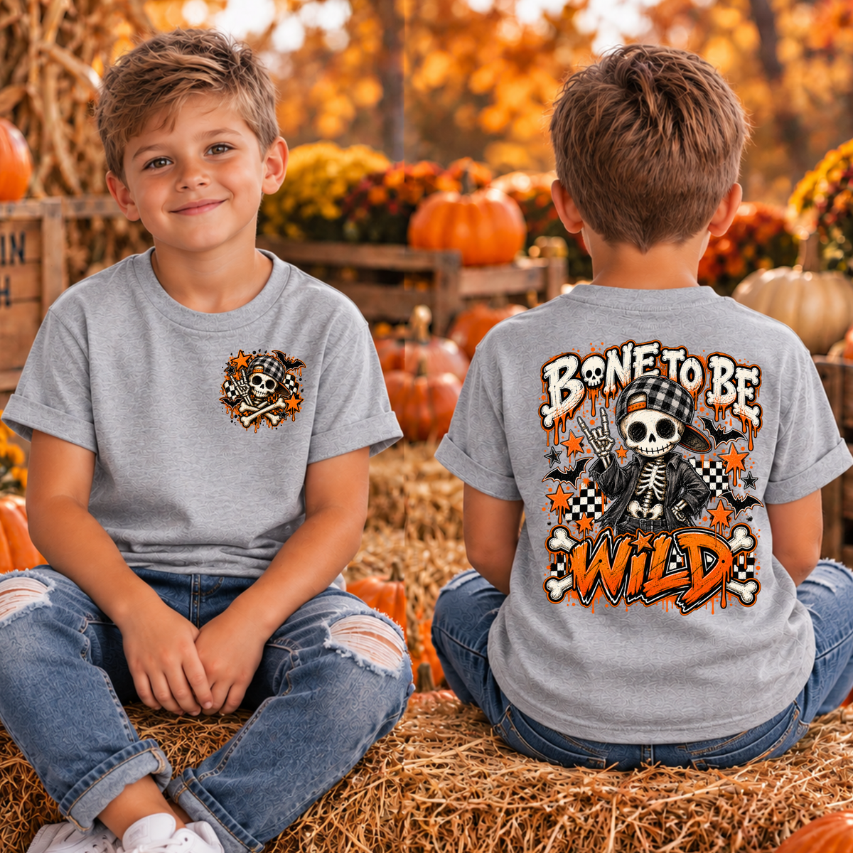 Kids Bone to be Wild Pocket and back geaphics TheCraftNook