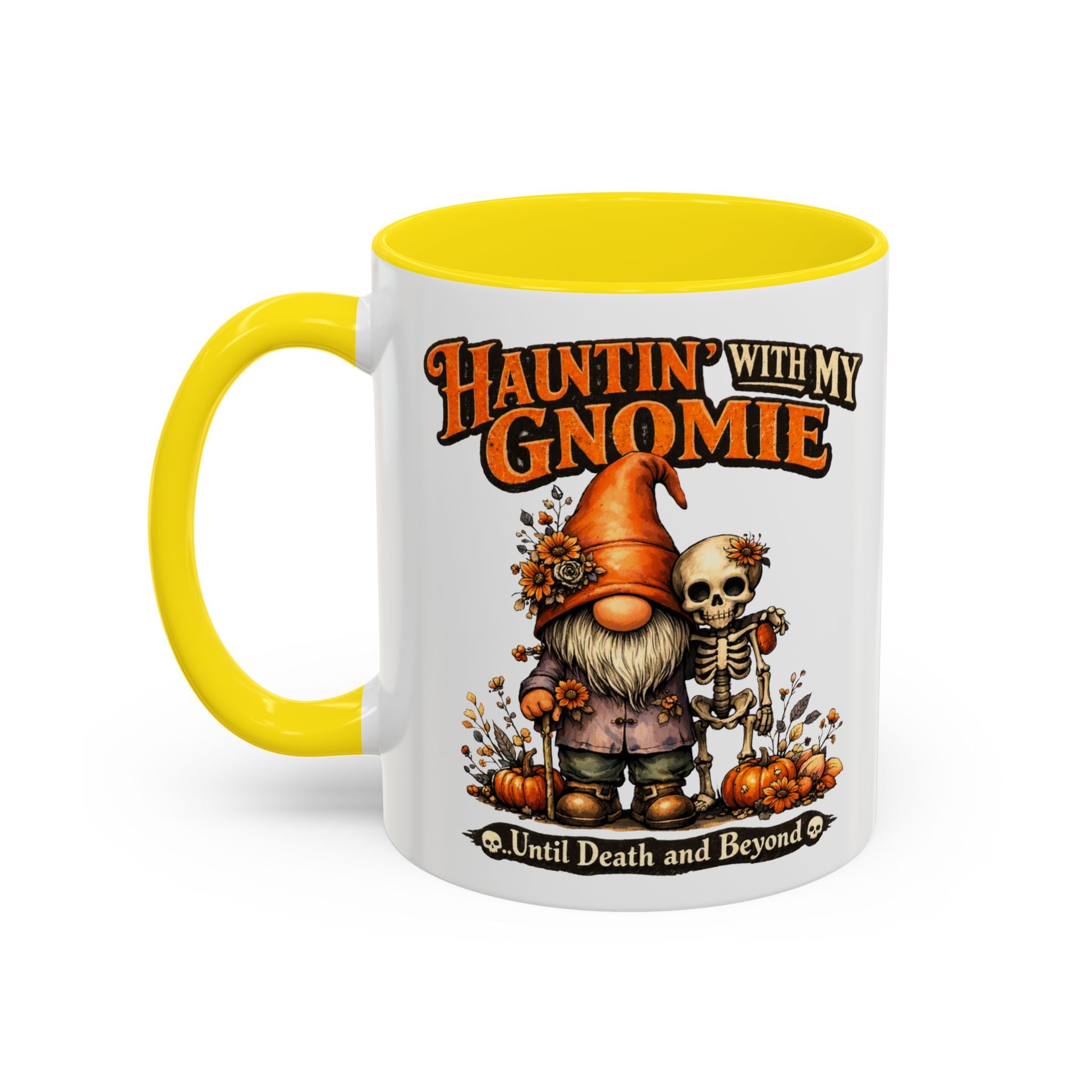 Hauntin' With My Gnomie Halloween Coffee Mug — 'Until Death and Beyond' Accent Mug