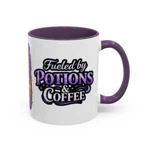 Autumn Alchemy Fueled by Potions & Coffee Accent Mug — Witchy Halloween Coffee Cup (11/15oz) Printify
