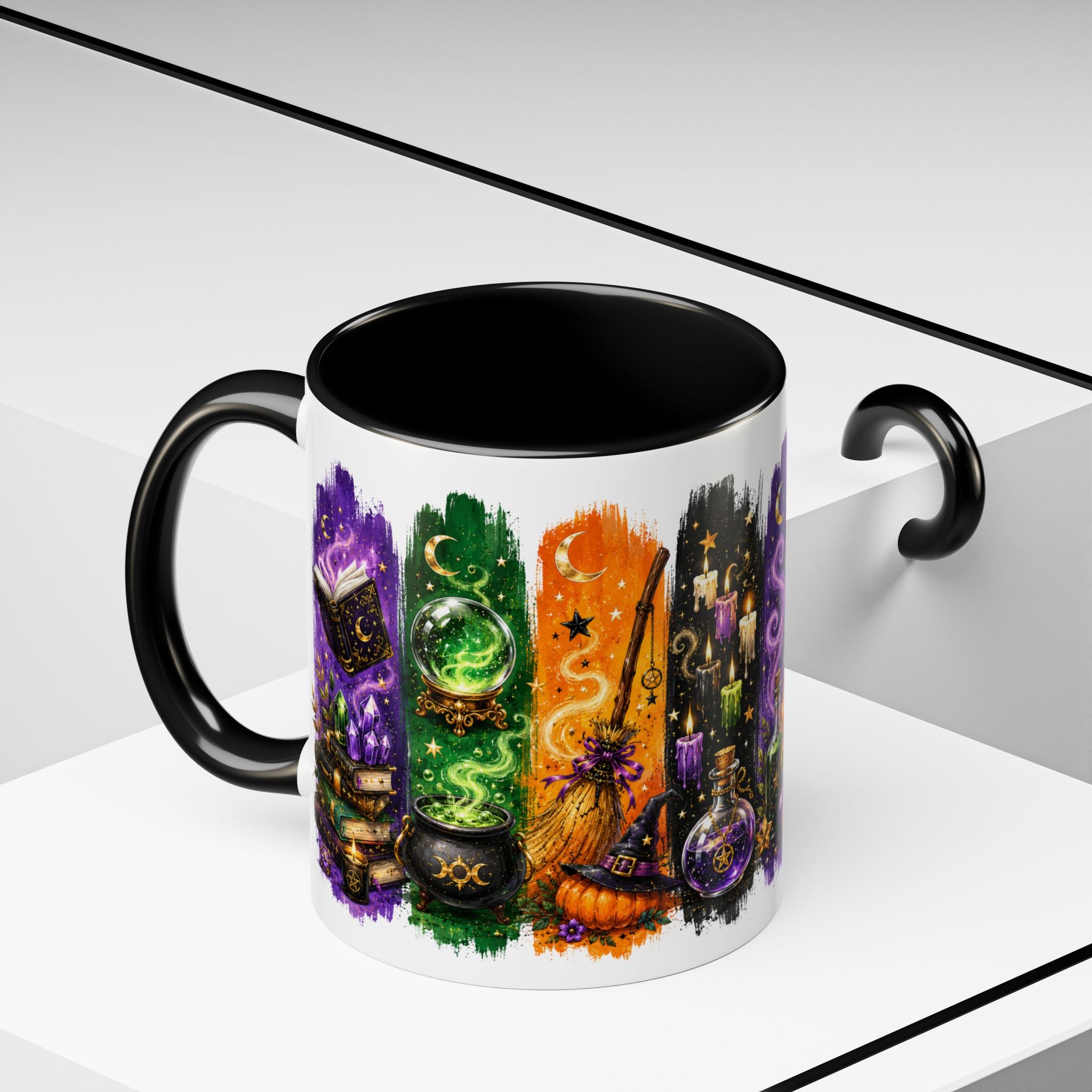 Autumn Alchemy Fueled by Potions & Coffee Accent Mug — Witchy Halloween Coffee Cup (11/15oz)