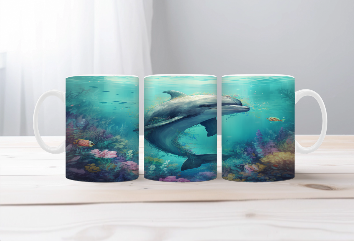 Flippin’ Cute Morning Mug, Dolphin coffee Mugs. Two sizes to choose from. TheCraftNook
