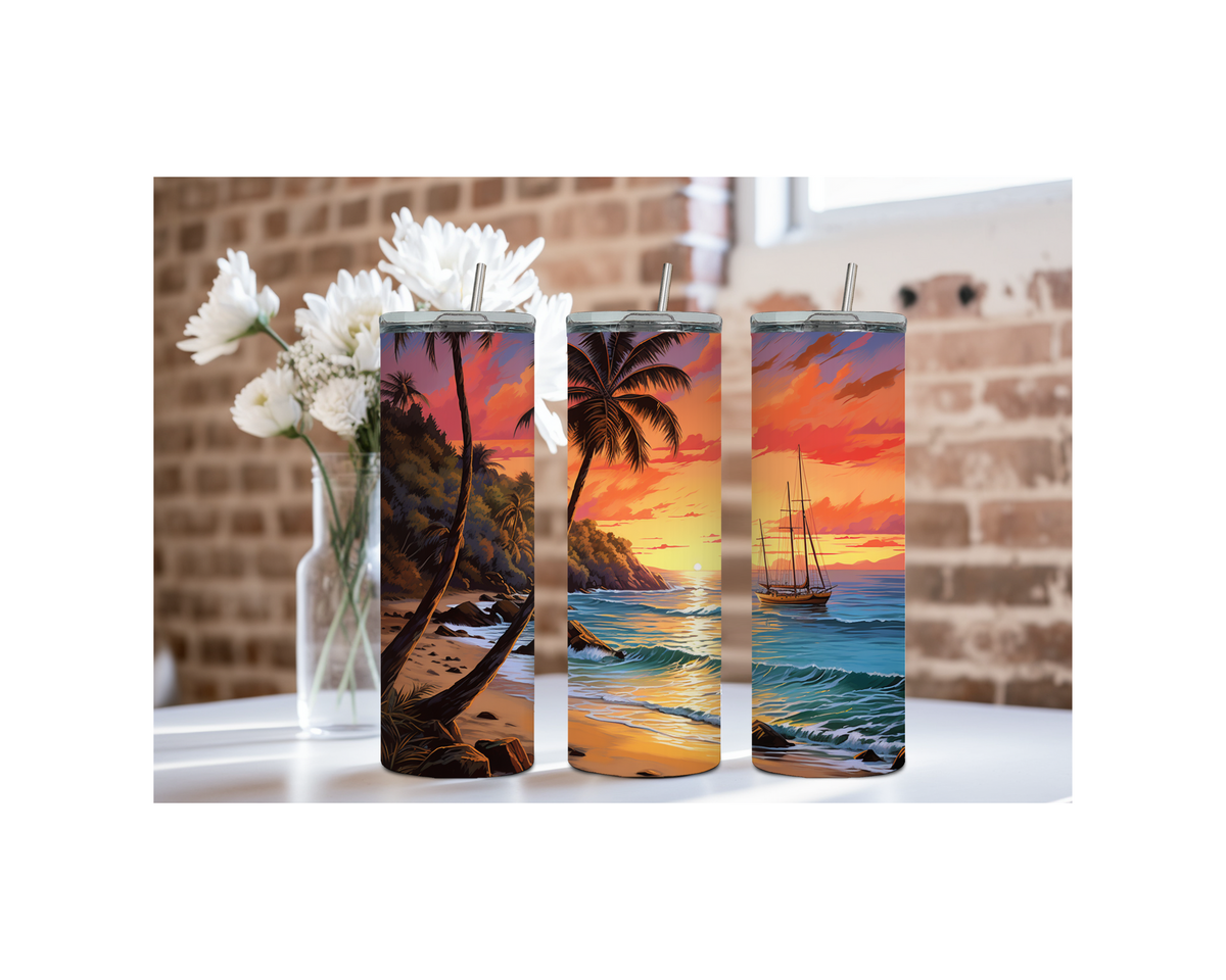 20 oz Beach Bliss Stainless Steel Tumblers, Multiple images to Choose from. TheCraftNook