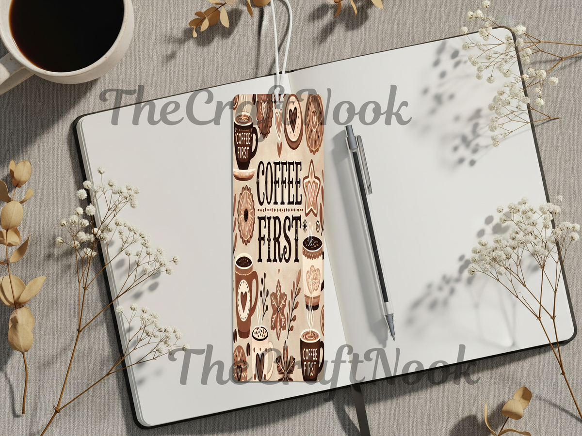 Caffeine & Chapters Bookmark. Aluminum Metal Bookmarks TheCraftNook