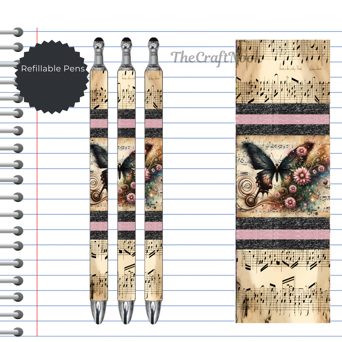 Butterfly Refillable Pens, multiple options and Images available. TheCraftNook