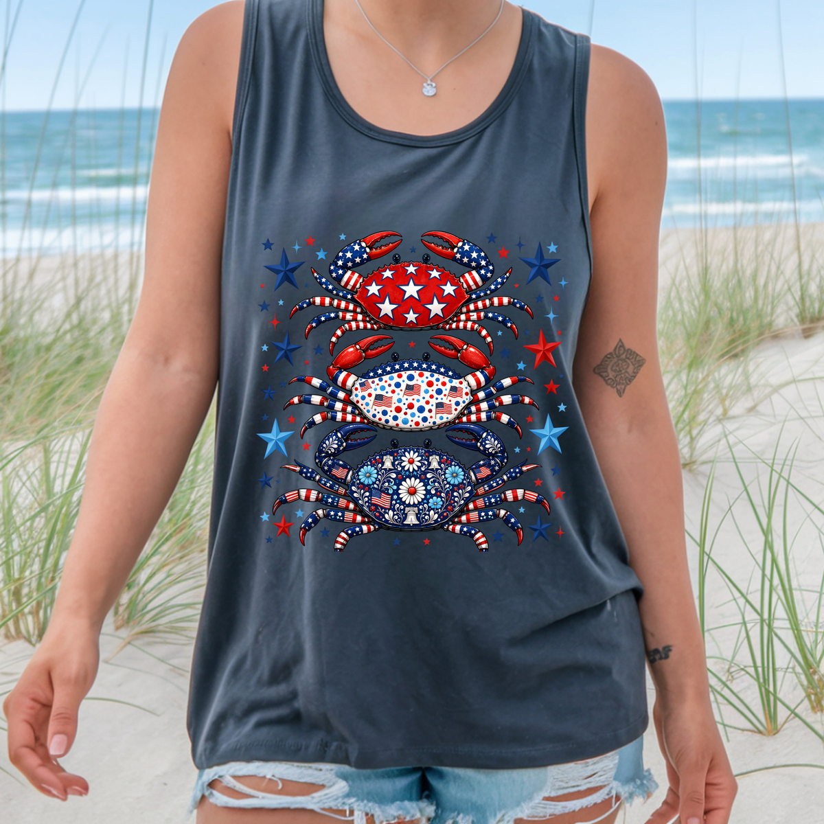 Patriotic Crabs Graphic Tee | Funny 4th of July Beach Shirt TheCraftNook