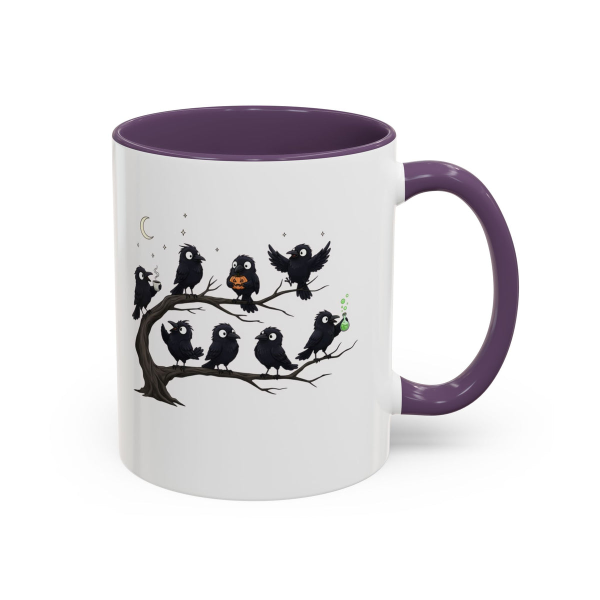Local Murder Accent Coffee Mug — Cute Crow Flock "Not A Real Murder" Illustration Printify