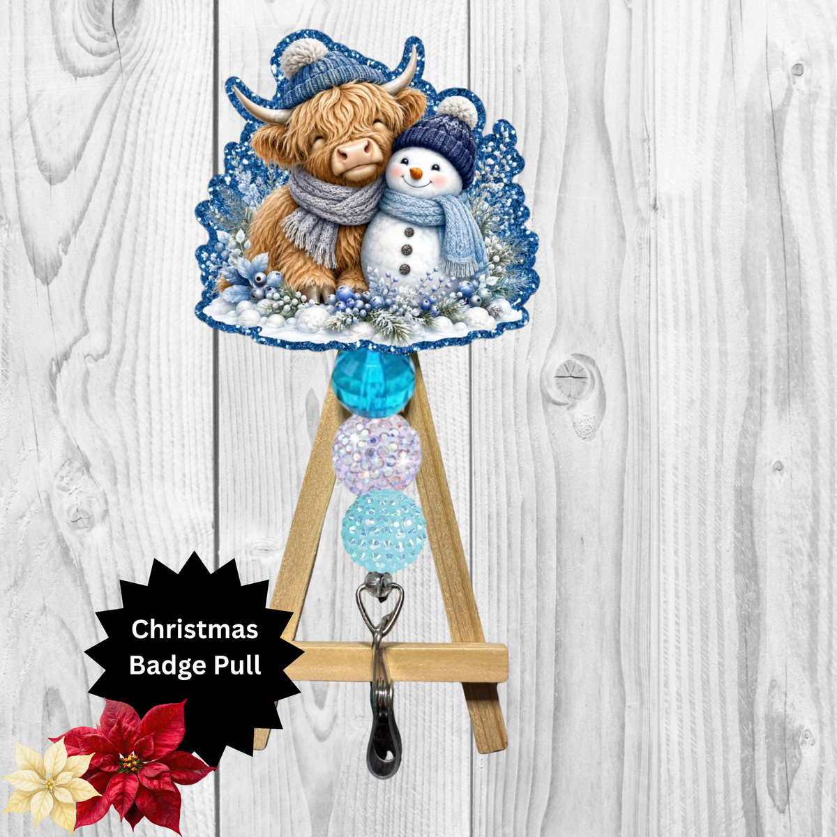 Cute Highland Cow Glitter Badge Pull TheCraftNook