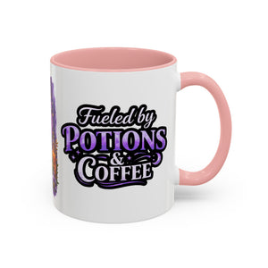 Autumn Alchemy Fueled by Potions & Coffee Accent Mug — Witchy Halloween Coffee Cup (11/15oz) Printify