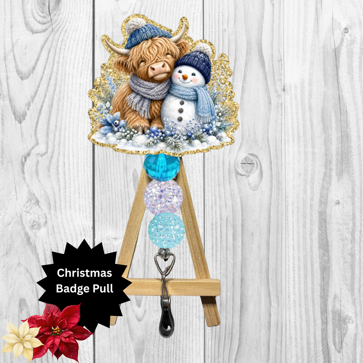 Cute Highland Cow Glitter Badge Pull TheCraftNook