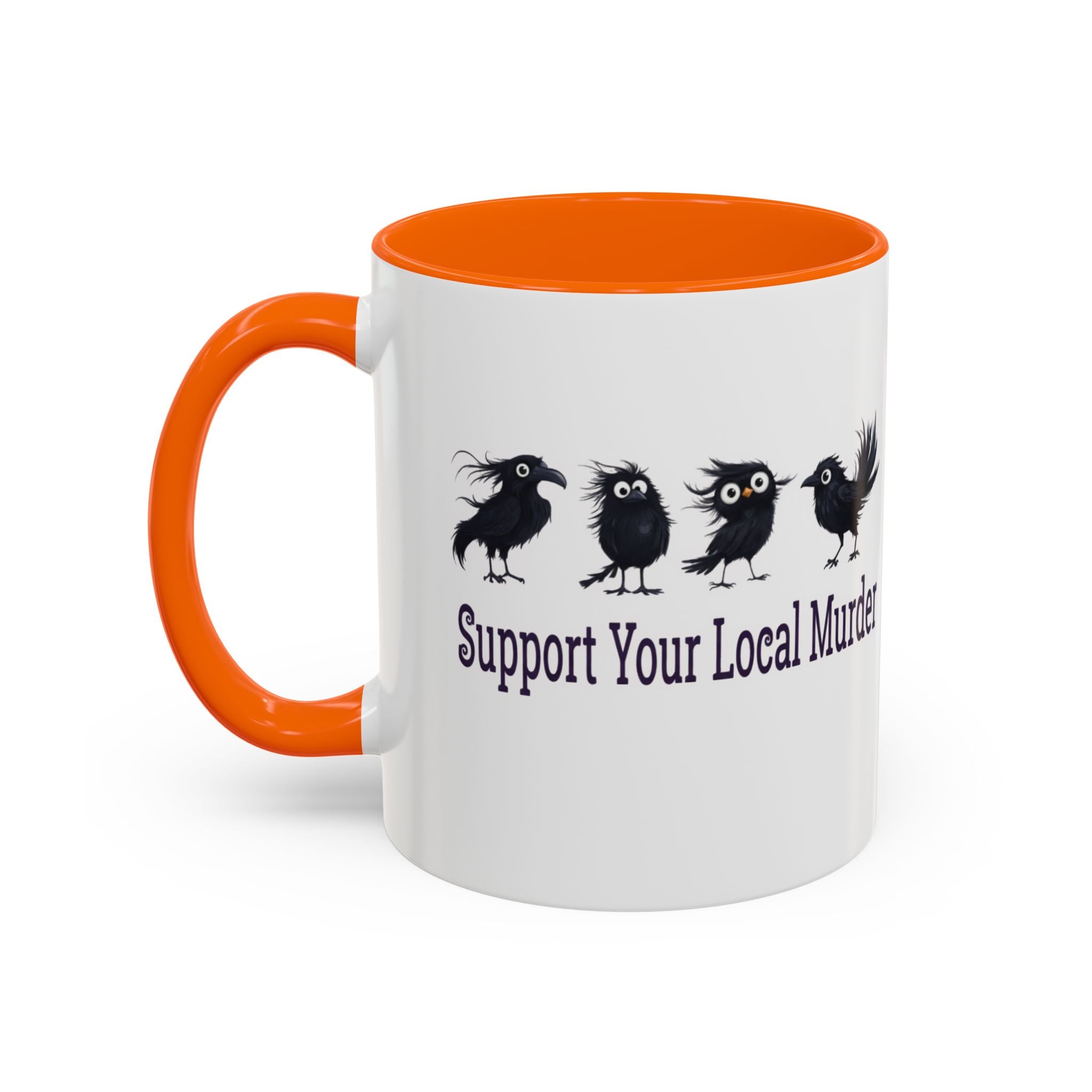 Local Murder Accent Coffee Mug — Cute Crow Flock "Not A Real Murder" Illustration