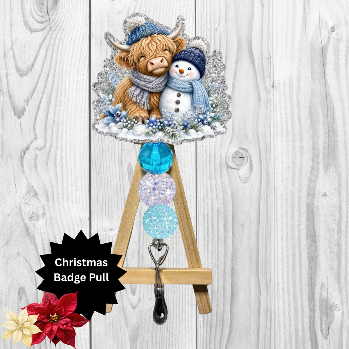 Cute Highland Cow Glitter Badge Pull TheCraftNook