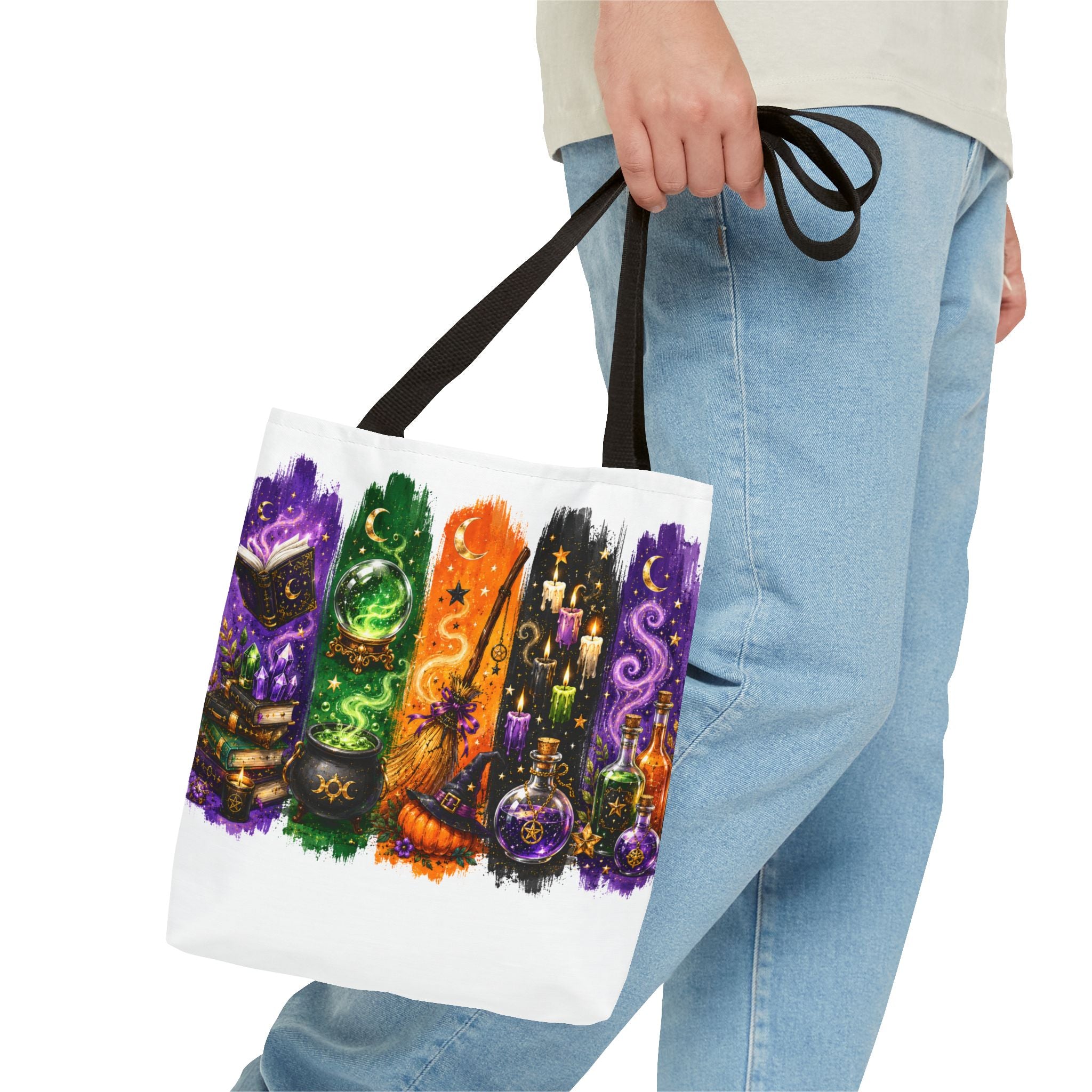 Autumn Alchemy Halloween Tote Bag — Colorful Witchcraft Apothecary Design