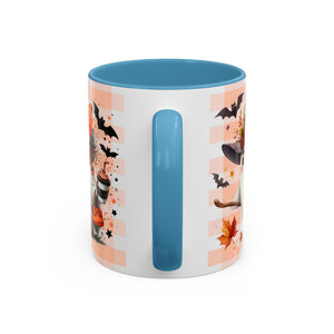 Spooky Season Accent Coffee Mug — Cute Halloween Ghost with Pumpkins (11/15oz) Printify
