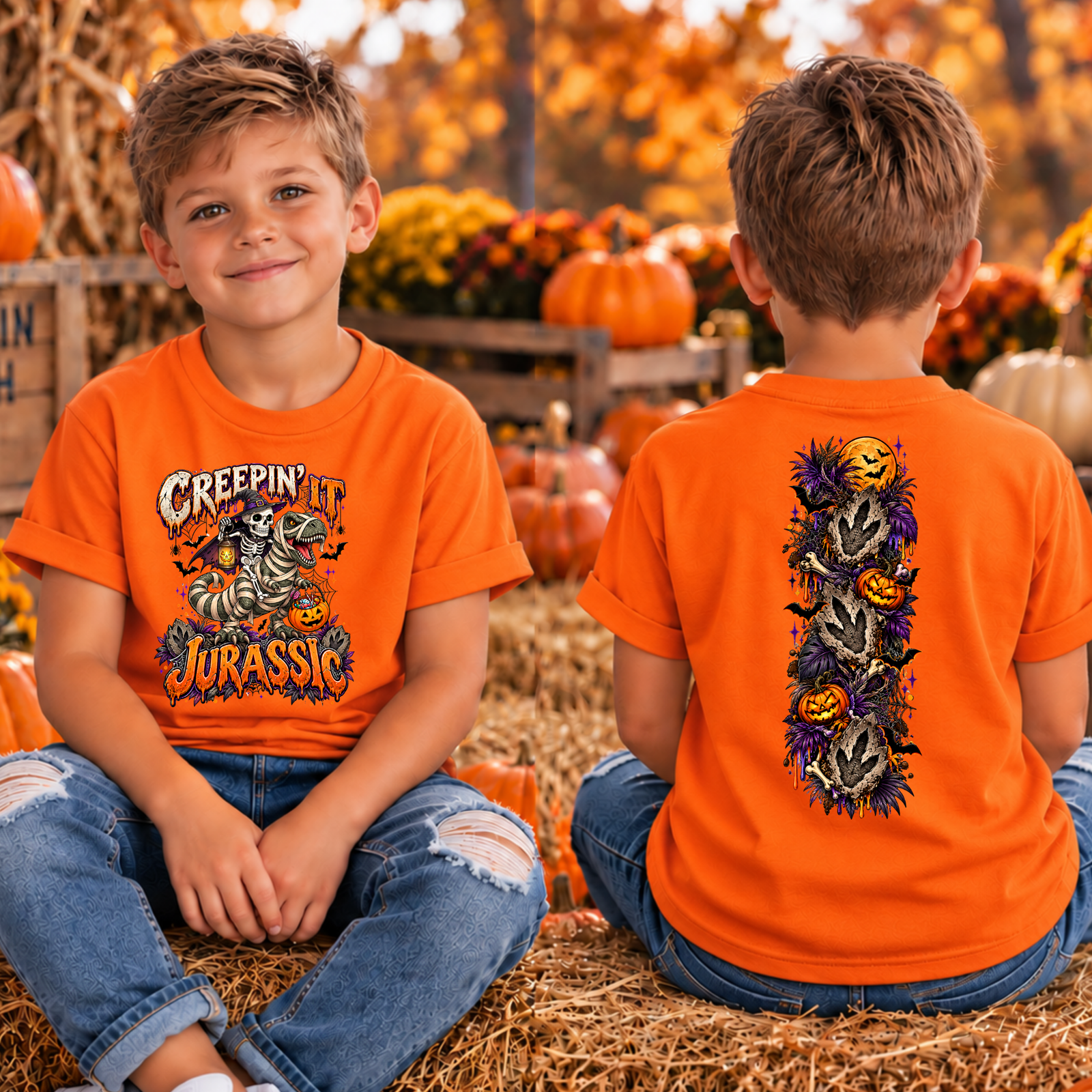 Kids Creepin it Jurrassic Front and back Graphics TheCraftNook