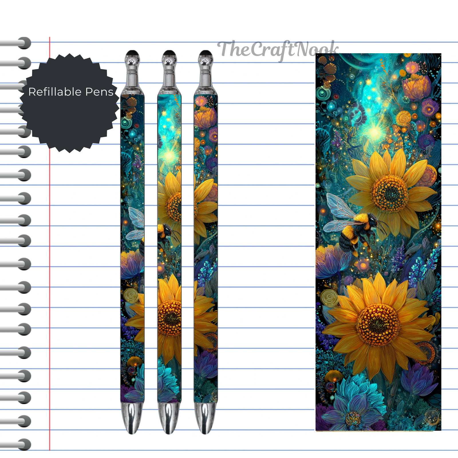 Refillable Pens, Honeybee Images. Bee happy while you write. Multiple options and Images available TheCraftNook