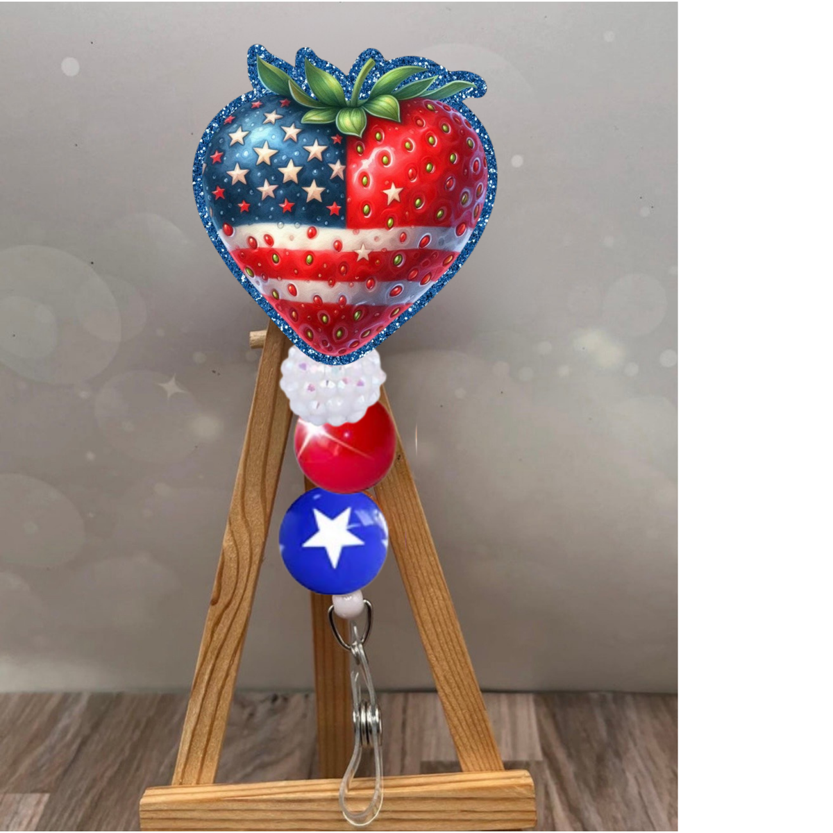 Strawberry Flag Badge Pull TheCraftNook