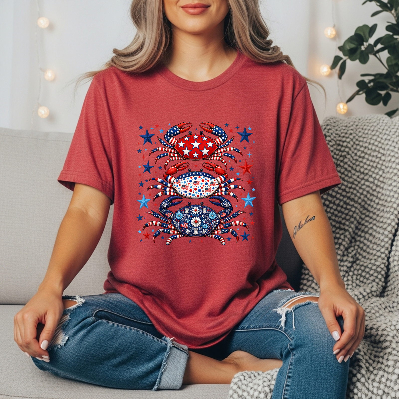 Patriotic Crab Graphic Tee | Funny 4th of July Coastal Shirt TheCraftNook