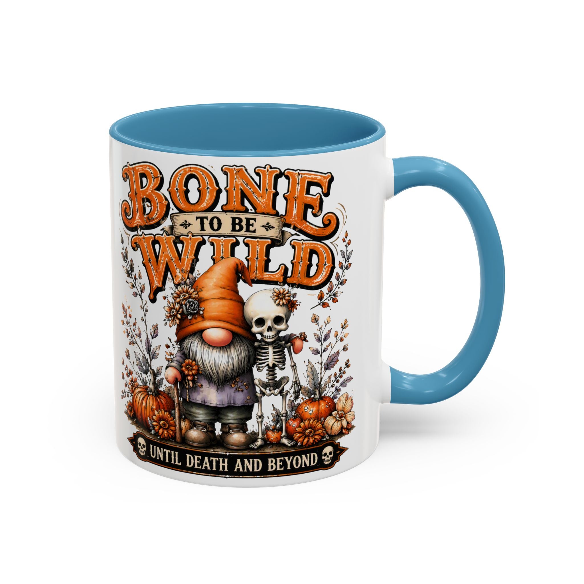 Bone to Be Wild Coffee Mug — Halloween Pumpkin Gnome & Skeleton Accent Mug (11/15oz)