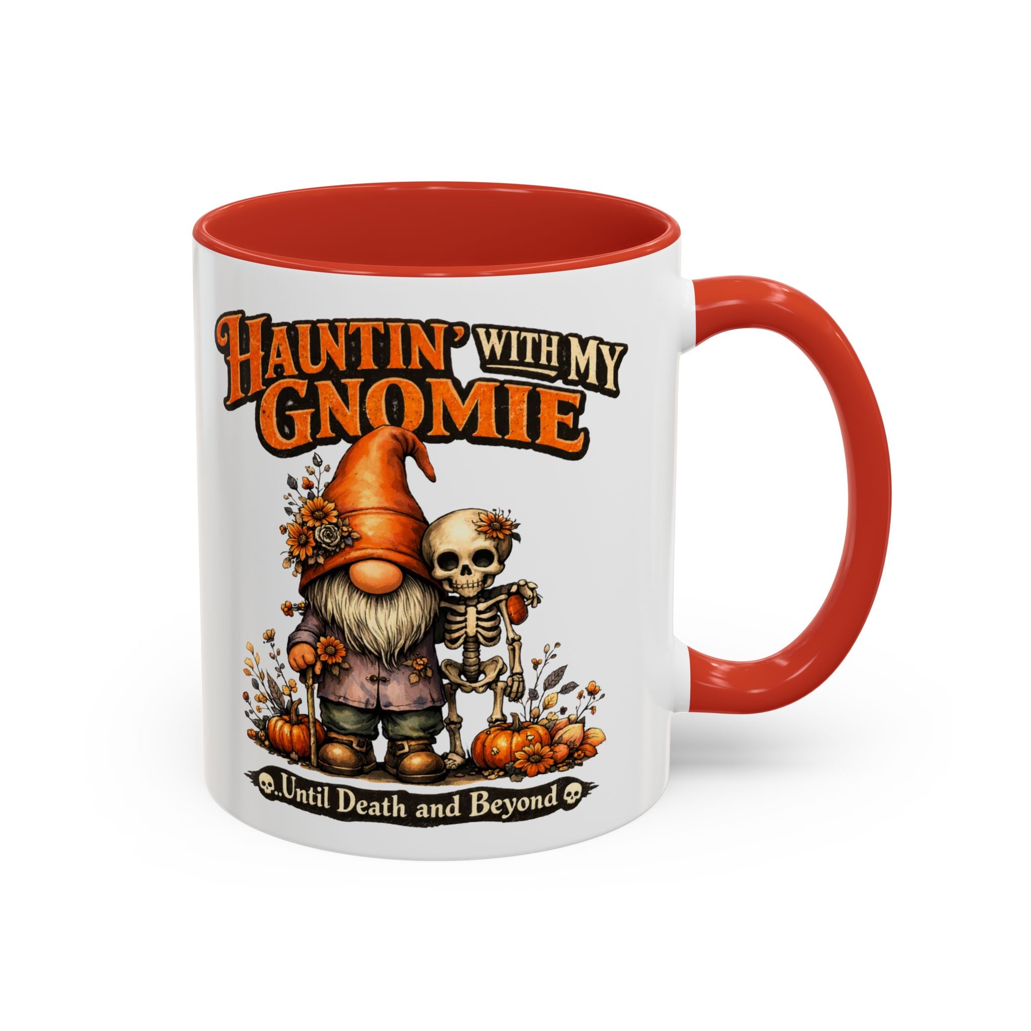 Hauntin' With My Gnomie Halloween Coffee Mug — 'Until Death and Beyond' Accent Mug