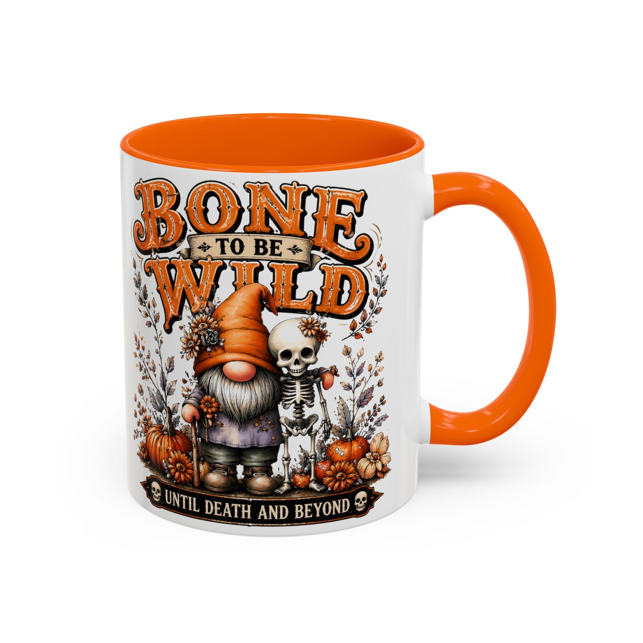 Bone to Be Wild Coffee Mug — Halloween Pumpkin Gnome & Skeleton Accent Mug (11/15oz)