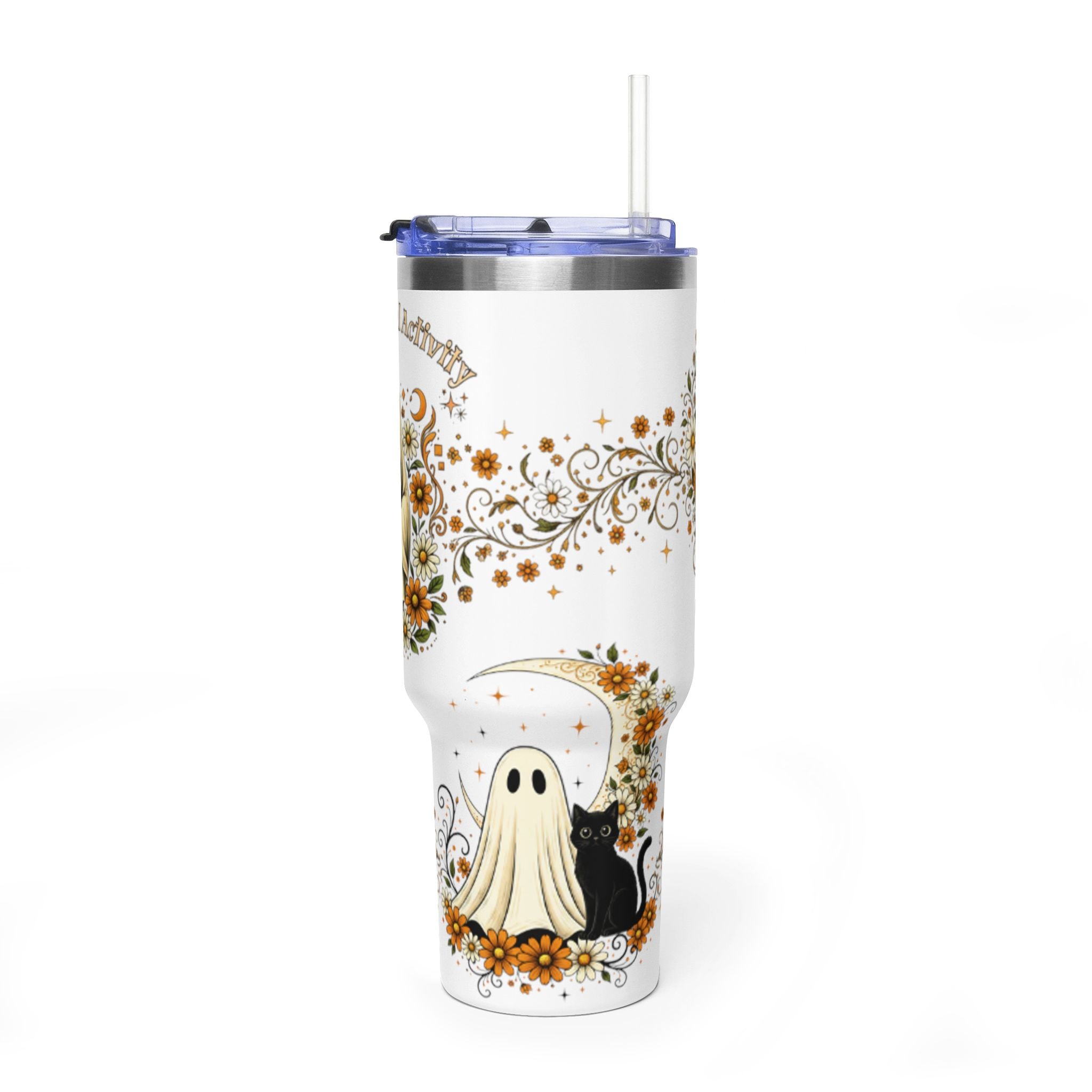 Ghost Cat in Bloom 40 oz Thermal Tumbler