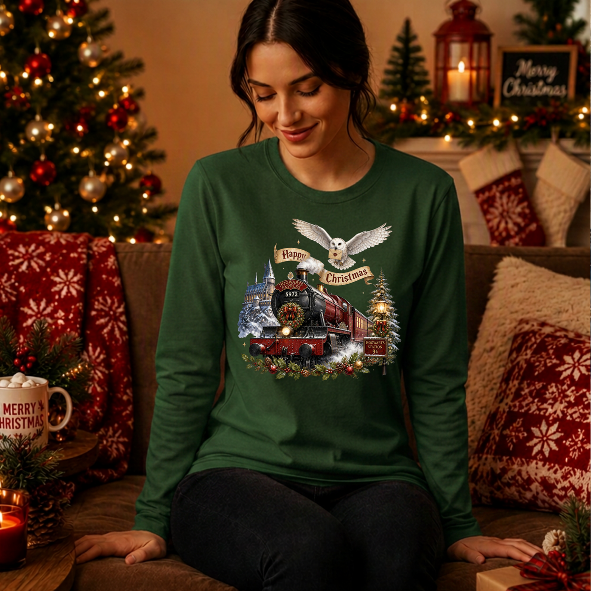 Happy Christmas Express Long Sleeve tee TheCraftNook