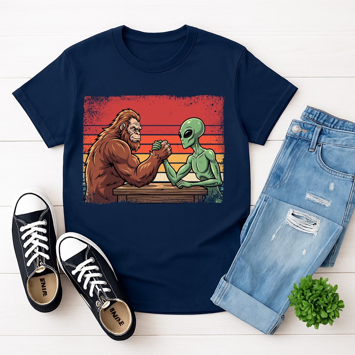 Bigfoot vs Alien Tee TheCraftNook