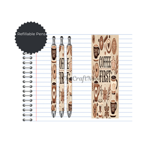 Caffeine & Creativity Refillable Pens, multiple options and Images available. TheCraftNook