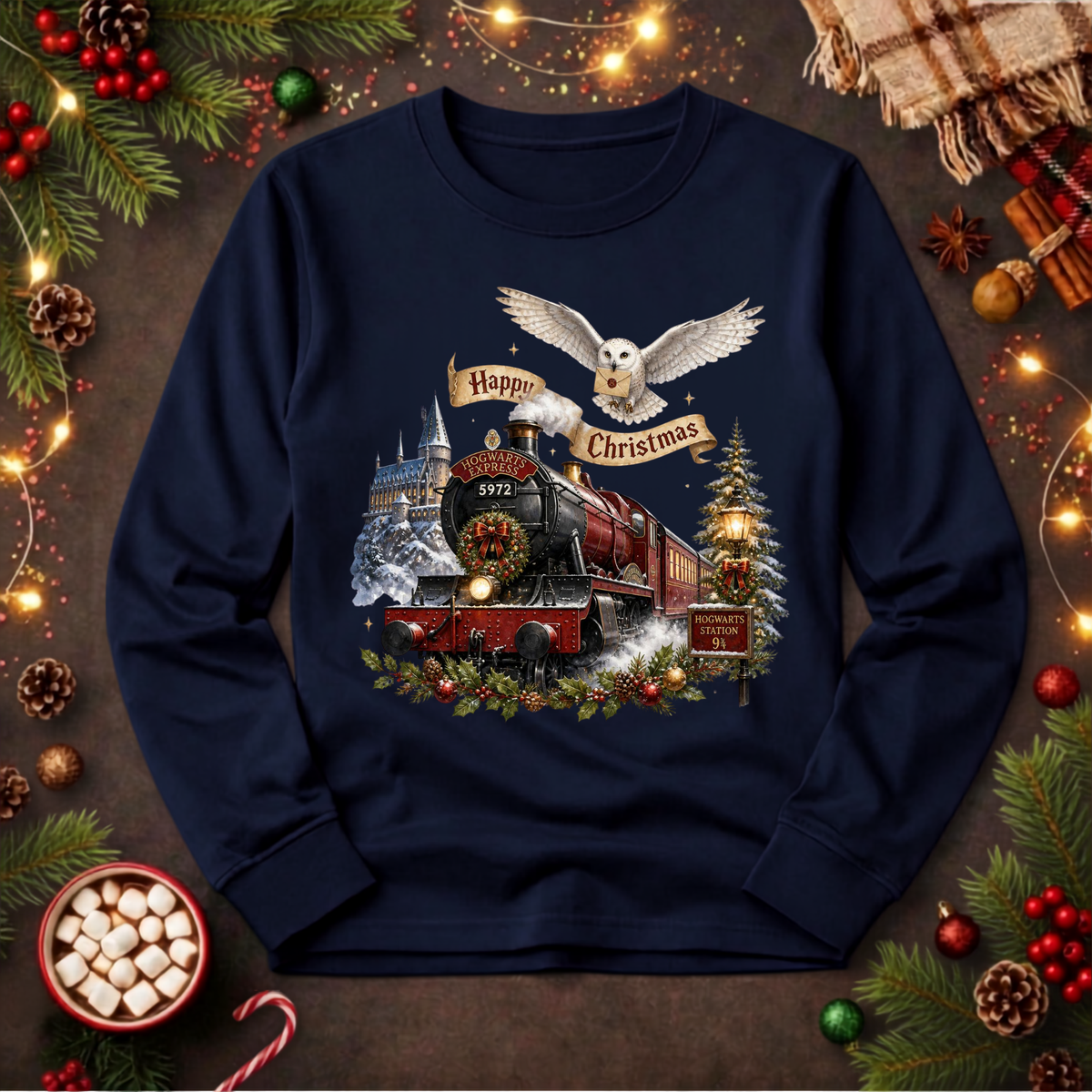 Happy Christmas Express Long Sleeve tee TheCraftNook