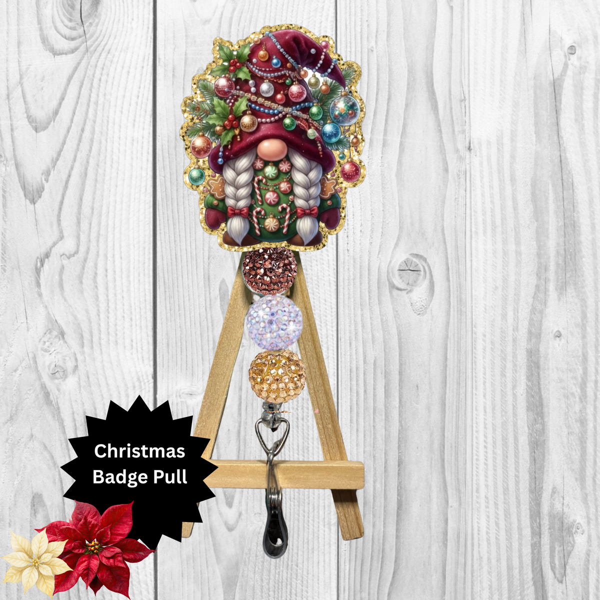 Christmas Light Gnome Badge Pull TheCraftNook