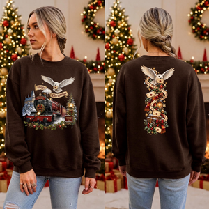Happy Christmas Express Sweatshirt Front and Back graphcs TheCraftNook